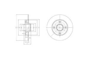 Диск тормозной + подшипник, CITROEN C4, PEUGEOT 307 1.4-2.0 +16V/HDi 00-