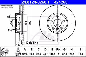 Диск тормозной, BMW 1 (F40), 2 (F44/F45/F46), X1 (F48), X2 (F39); MINI