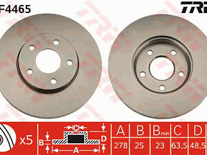 Диск тормозной, передний, 278mm, FORD C-Max, Focus 03-