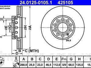 Диск гальмівний (передній) Audi A4/A6/VW Passat 95-08/Skoda Superb 02-08 (288x25) (з покр.) (вент.)