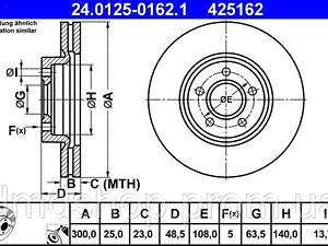 Диск гальмівний (передній) Ford C-Max/Kuga 07-/Focus 04-/Connect 13-/Volvo (300x25) (з покр) (вент)