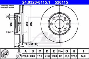 Диск гальмівний, передній, OPEL Ascona, Adtra, Corsa, Kadett; 1.4-1.8, 88-00