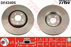 Диск тормозной, VOLVO, 2.5-3.2, D 5244 T5, 02-14