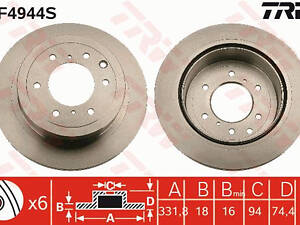 Диск тормозной задний, MITSUBISHI, 3.2-3.8, 6G75, 10-