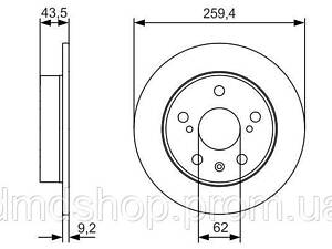 Диск тормозной (задний) Suzuki Vitara 15-/ SX4 13-/ Swift 10- (259х9)