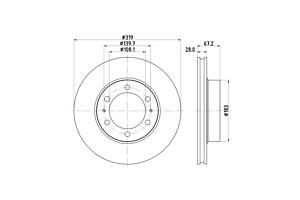 Диск тормозной ND1034K TOYOTA FJ Cruiser 06-16, Fortuner 05-15, Hilux 05-16, Tacoma 05-15, 4Runner 02-09