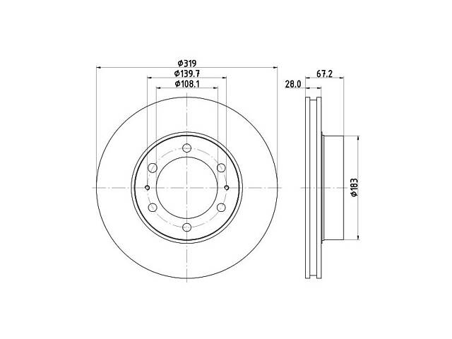 Диск тормозной ND1034K TOYOTA FJ Cruiser 06-16, Fortuner 05-15, Hilux 05-16, Tacoma 05-15, 4Runner 02-09