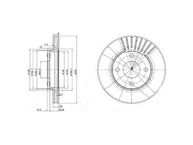 Диск тормозной передний, 258mm Fiesta, Focus, Fusion 95-