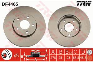 Диск тормозной передний, 278mm, FORD C-Max, Focus 03-