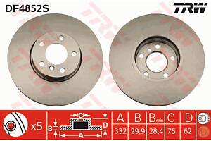 Диск тормозной передний, 332mm BMW X5 (E70, F15), X6 (E71, F16) 07-