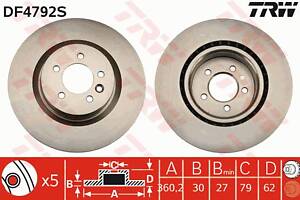 Диск тормозной передний, 360mm, LAND ROVER Discovery, Range Rover Sport, 05-