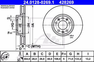 Диск тормозной передний, CITROEN Berlingo, C4, C5; PEUGEOT 308, 407, 5008, Partner 09-