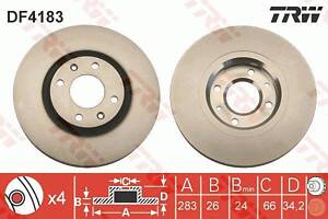 Диск тормозной передний, CITROEN/PEUGEOT, 1.2-2.0, KFW (TU3JP), 96-