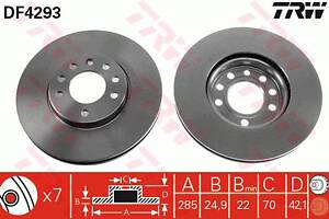 Диск тормозной передний, FIAT/OPEL/SAAB, 1.6-2.8, Z 19 DTH, 02-