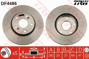 Диск тормозной передний, HONDA Civic/CR-V/FR-V/Stream, 1.4-2.2, 01-