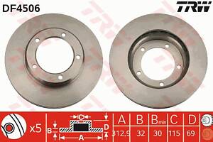 Диск тормозной передний, LEXUS LX, TOYOTA Land Cruiser, 4.2-4.7, 98-08