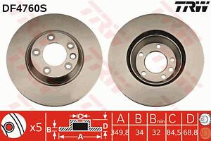 Диск тормозной передний, R, 350mm AUDI Q7; PORSCHE Cayenne; VW Touareg 02-