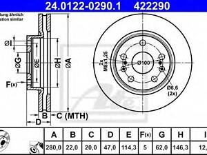 Диск тормозной передний ATE 24012202901 на SUZUKI S-CROSS