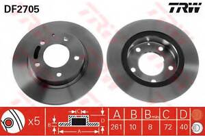 Диск тормозной TRW DF2705 на MAZDA MX-6 (GE)