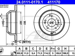 Диск тормозной задний, (302mm) HYUNDAI Santa FE; KIA Sorento 2.0D-3.5 06-
