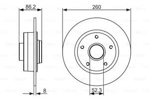 Диск тормозной задний, 260mm Renault Clio, Megane, Scenic 08-