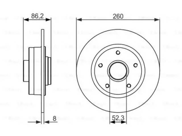 Диск тормозной задний, 260mm Renault Clio, Megane, Scenic 08-