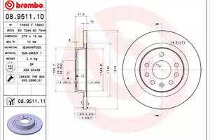 Диск тормозной задний, 278mm Vectra C 02-