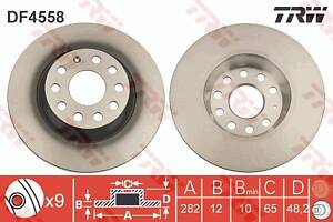 Диск тормозной задний, 282mm, SKODA Octavia, Superb; VW Golf, Passat, Sharan 03-