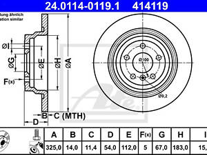 Диск тормозной задний, 325mm M (W166), GLE (W166, C292) 11-