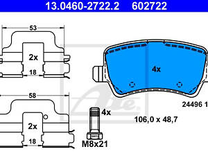 Дискові гальмівні колодки ATE 13046027222 , зад., FORD Galaxy, S-Max; VOLVO S60, S80, XC70 06-