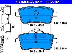 Дисковые тормозные колодки ATE 13046027822, зад., GLS (X166), GLE (W166, C292) AMG 11-