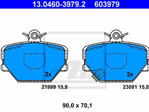 Дисковые тормозные колодки ATE 13046039792 перед, 0.6/0.7/1.0i/0.8CDI