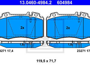 Дисковые тормозные колодки ATE 13046049842 передние, M(W163), S(W220, W221) 98-13