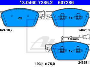 Дисковые тормозные колодки ATE 13046072862, VW Multivan V, Transporter V/VI