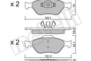 Дискові гальмівні колодки METELLI 2203160 Комплект