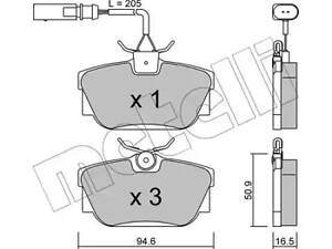 Дисковые тормозные колодки METELLI 2203461 зад. R15, 98-03 с датчиком