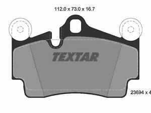 Дискові гальмівні колодки TEXTAR 2369402 , зад., AUDI Q7; PORSCHE Cayenne; VW Touareg 02-15