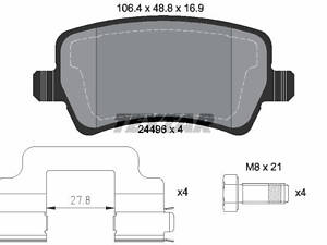 Дисковые тормозные колодки TEXTAR 2449601 зад., FORD Galaxy, S-Max; VOLVO S60, S80, XC70 06-