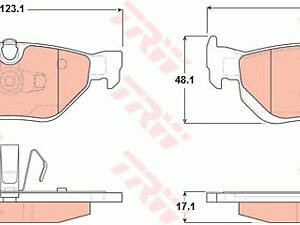 Дисковые тормозные колодки TRW GDB1626, зад., BMW 1 (E81/E87/E88), 3 (E90-93), X1 (E84), 04-15