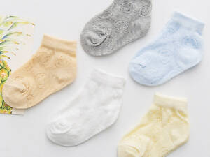 Детские носки с узором смайлик разноцветные.