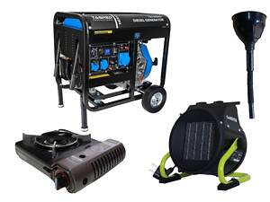 Дизельный генератор TAGRED TA10300D + газовая плитка Orcamp CK-505 + электрический обогреватель Gardyer HE2000