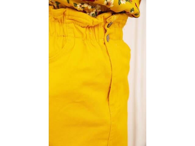 Джинсовая мини-юбка, темно-желтого цвета, 164R2023 - Фото 5