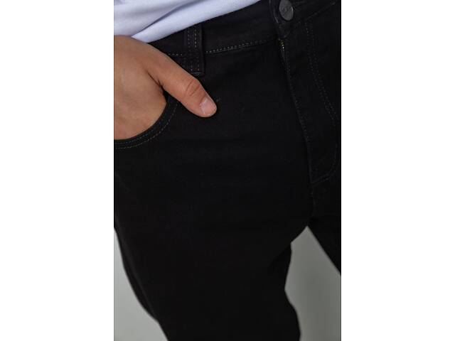 Джинси чоловічі однотонні, колір чорний, 244R8570-1 - Фото 5