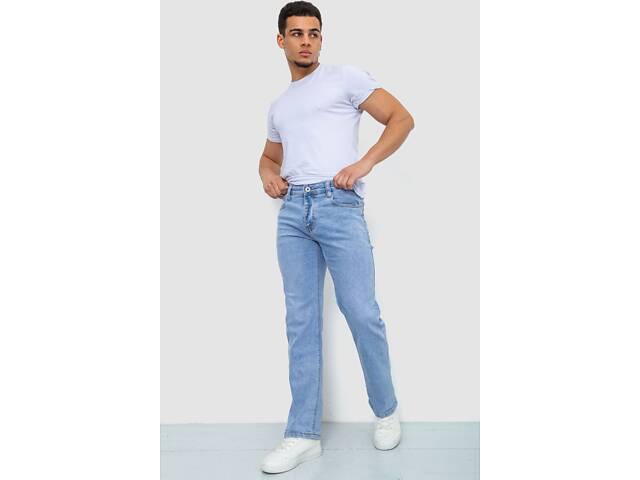 Джинси чоловічі однотонні, колір блакитний, 244R6078 - Фото 2