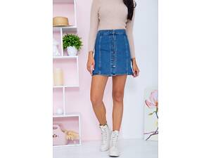 Джинсовая мини-юбка на пуговицах, синего цвета, 164R2218