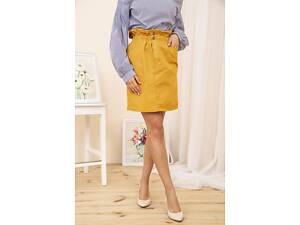 Джинсовая мини-юбка, горчичного цвета, 164R2023