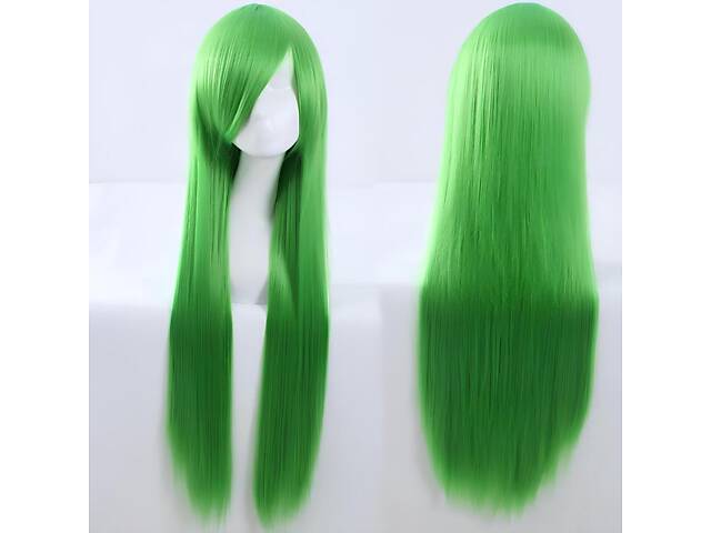 Довга зелена перука RESTEQ 80 см - пряме синтетичне волосся для косплея, аніме, фотосесій і вечірок, яскрава перука з природним - Фото 1