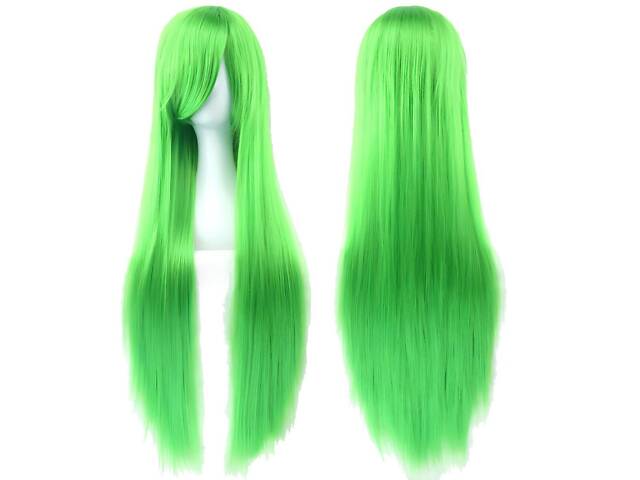 Довга зелена перука RESTEQ 80 см - пряме синтетичне волосся для косплея, аніме, фотосесій і вечірок, яскрава перука з природним - Фото 2