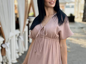 Длинное муслиновое платье 'Lira' | Батал Капучино, 54-56