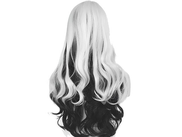 Довгі перуки RESTEQ 71 см — чорнобілі хвилясті волосся для косплею та аніме, перука для рольових ігор, вечірок і фотосесій, штучне - Фото 3